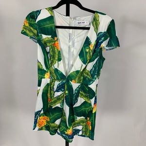 NWT Tiger Mist Tropical Leaf Print Romper